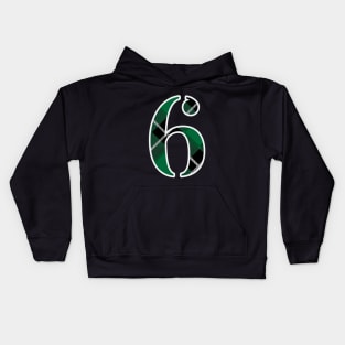 6 Sports Jersey Number Green Black Flannel Kids Hoodie